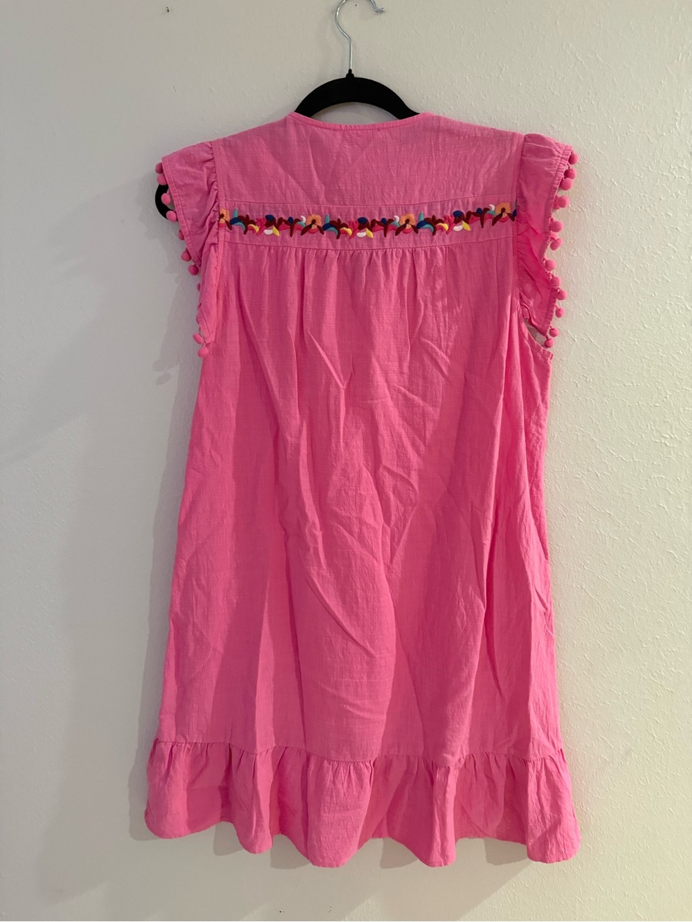 Kirundo Pink Embroidered Pom Pom Tunic Dress M Boho - Picture 2 of 2